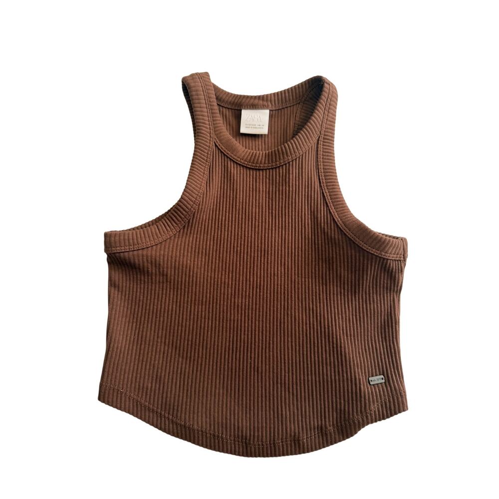 Zara Girls Ribbed Tank Top in Brown - Excellent Condition